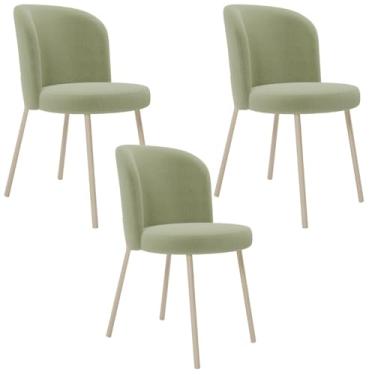 Imagem de Kit 03 Cadeiras Para Sala de Jantar Cozinha Estofada Gavi Arena L02 Bouclê Oliva - Lyam Decor