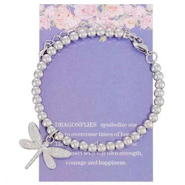 Imagem de AHAETH Joias de libélula para mulheres, sua irmã, esposa, tia, melhor amiga, presentes de aniversário, pulseira de libélula