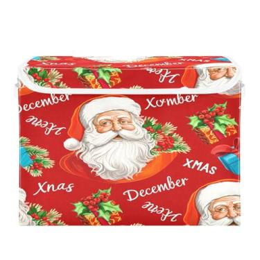 Imagem de SEHANY Cestas de armazenamento de Papai Noel de Natal com tampas, organizador de caixas de armazenamento de tecido para armário de roupas, cobertor de escritório, berçário, 42 x 32 x 30 cm