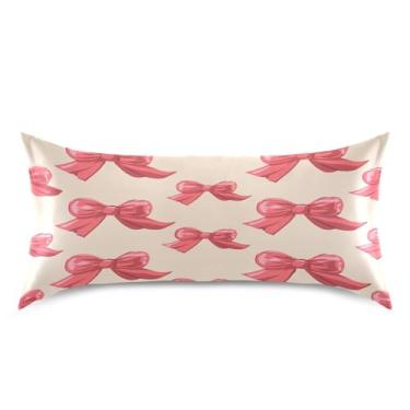 Imagem de Blueangle Fronha de cetim com laço vermelho para cabelo e pele, fronha de seda, tamanho king (50,8 x 101,6 cm) - Capas de almofada de cetim com fecho de envelope (427)