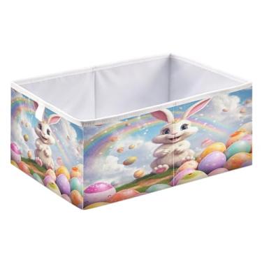 Imagem de ATTX Organizador de armário grande Happy Easter Bunny - Caixas de armazenamento dobráveis para roupas, brinquedos, livros | Caixas de armazenamento organizadoras de prateleiras dobráveis #204