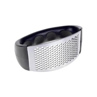 Imagem de Amassador de Alho Manual em Aço Inox – Espremedor/Triturador Ergonômico, Portátil, Antiferrugem, Inoxidável, Fácil de Limpar, Compatível com Lava-Louças – Cor Preta