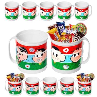 Imagem de Kit com 10 Xícaras Giratória Mônica Lembrancinha Festa Infantil - Plas