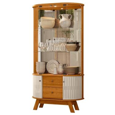 Imagem de Cristaleira De Vidro Com Led Eva 90cm Z10 Off-cinamomo - Mpozenato