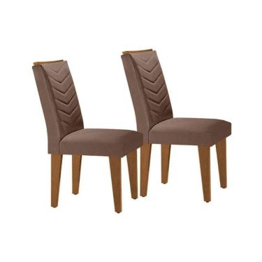 Imagem de Kit 2 Cadeiras De Cozinha Londrina 2 Un Madeira Capuccino Suede Capuccino Rufato