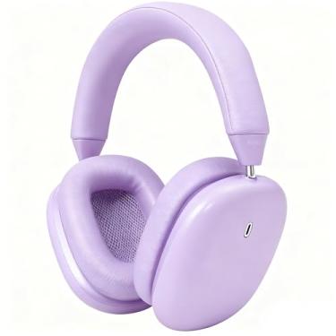 Imagem de Anjetsun ANC Wireless Over Ear Headphones with Mic & Touch Control,Stylish Metal Design,80H Playtime, Detachable Magnetic Ear Pads,Noise Cancelling Over the Head Headphones for Work(Lavender Mist)