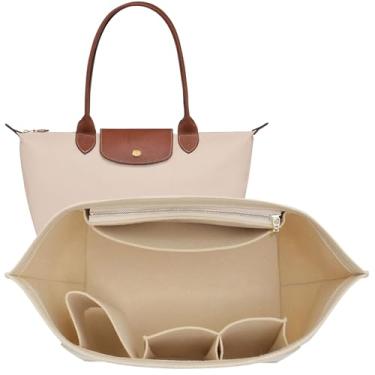 Imagem de Doxo Organizador de bolsa para bolsa Longchamp Le Pliage, organizador de bolsa grande com 8 compartimentos, suporte de bolso YKK com zíper, modelador de bolsa para mulheres, adequado para bolsa