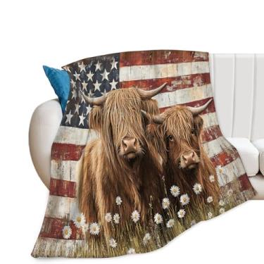 Imagem de Cobertor de vaca Highland para mulheres, cobertor de lã de vaca Highland presentes para meninos e meninas, material de flanela macia aconchegante para cama sofá 127 x 101 cm