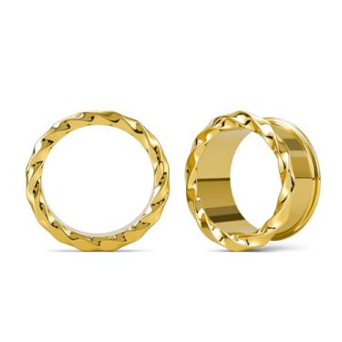 Imagem de ERKUOO Túneis de orelha alargadores minimalistas alargadores duplos torcidos solares spike piercing joias para mulheres homens 6 mm a 30 mm tamanho grande
