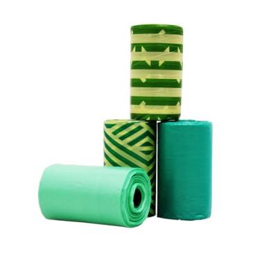 Imagem de Kit Refil Cata Caca Bio Bambu Germanhart (4 Rolos) - Ecológico, Biodegradável e com Aroma de Bambu - Para Uso em Qualquer Dispenser