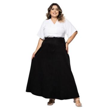 Imagem de Saia Longa Plus Size Alfaiataria, com Bolsos, moda feminina Evangélica