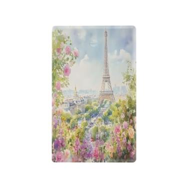 Imagem de Wassud Placa de cobertura para interruptor de luz, aquarela Torre Eiffel de Paris, capas de tomada decorativas, placa de parede para tomadas elétricas duplex 12 x 7 cm