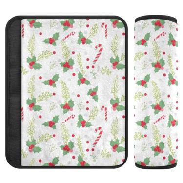 Imagem de Burbuja Capa para cinto de segurança de carro Holly Leaves Protetor de cinto de segurança de carro macio confortável para alça de ombro de assento, 1 par médio