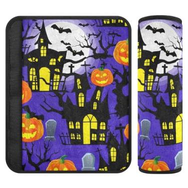 Imagem de Burbuja Capa para cinto de segurança de carro Haunted Houses Protetor de cinto de segurança de carro macio confortável para alça de ombro de assento, 1 par médio