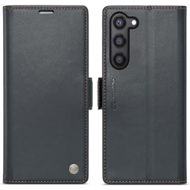 Imagem de WJXEXRS Capa carteira para Samsung Galaxy S24 Plus, capa flip elegante, compartimento para cartão de crédito com bloqueio RFID, capa protetora de couro PU à prova de choque para Samsung Galaxy S24