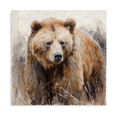 Imagem de Kunstorner Pôster de urso pinturas rústicas de ursos da floresta decoração em tela imagens de animais arte de parede para quarto e sala de estar (painel de 152 x 152 x 152 cm)