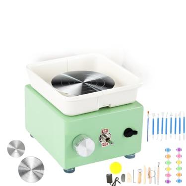 Imagem de MáQuina De FormaçãO De CerâMica EléTrica,Mini Roda De CerâMica,Velocidade AjustáVel,Torno De Oleiro Com Bacia RemovíVel Em Abs Conjunto Completo De UtensíLios Para Iniciantes,Escola