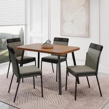 Imagem de Conjunto Sala De Jantar 4 Cadeiras Seattle Carraro Nogal - MÓVEIS CARR