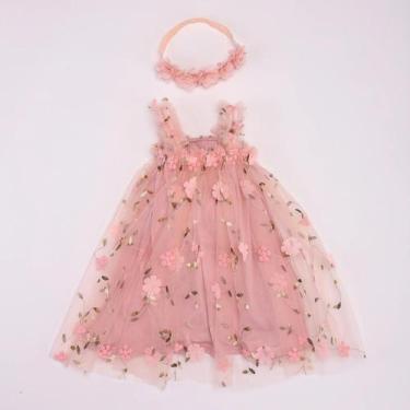 Imagem de Vestido Tutu Bordado Floral para Bebês - Sem Mangas - Estilo Princesa 