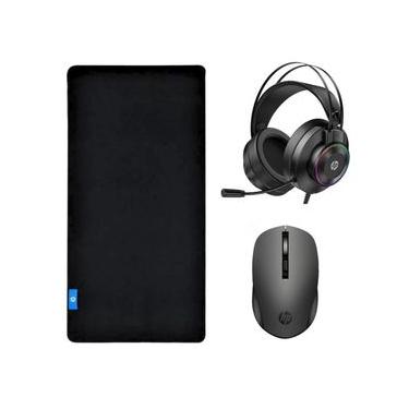 Imagem de Kit Mouse Pad Speed Gamer + Mouse Óptico sem Fio + Headset 7.1 - HP