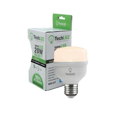 Imagem de Lâmpada Led Bulbo 20w Alta Potência Bivolt Branco Quente Techluz