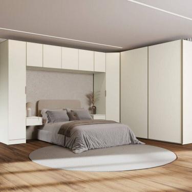 Imagem de Guarda-roupa Modulado de Canto Obliquo 8 Peças com 9 Portas Orion Cabecasa Madeiraoriginals Aveia