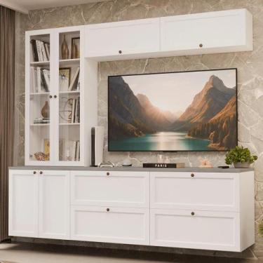 Imagem de Estante Sala de Estar com Rack + Cristaleira 230cm Branco Vik Madesa 0