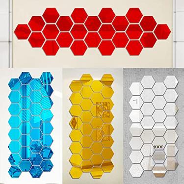 Imagem de Conjunto de Adesivos Espelho Decorativos Parede 3D Hexágono Acrílico com 12 Peças para Arte DIY Decoração Mural e Reside