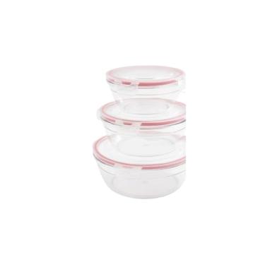 Imagem de Conjunto 3 Potes Herméticos Multiuso com Tampa, Transparente, Plástico, 400ml/900ml/2000ml, Empilhável, BPA Free