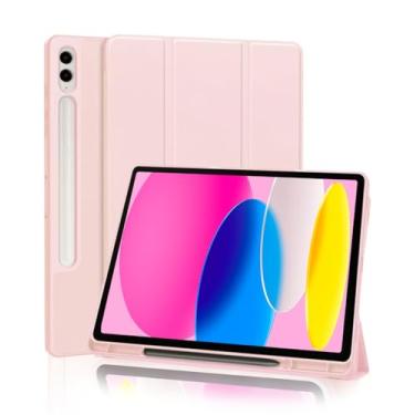 Imagem de Capa para Samsung Galaxy Tab S10+ Plus / S9+ Plus / S9 FE+ Plus 12.4 Polegadas 2024/2023 com Suporte para Pencil Parte Traseira em TPU Macio função de ativação/desativação automática, Rosa