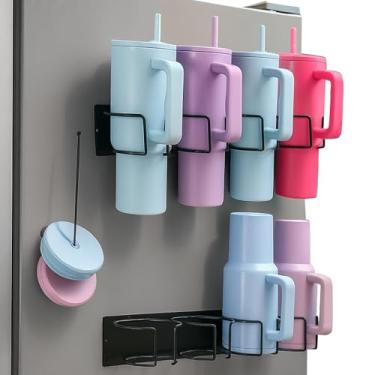 Imagem de Vane Oak Stanley Suporte magnético para copos - Organizador de copos Stanley Acessórios para geladeira, organizador de garrafa de água para Stanley 40 850 g com alça