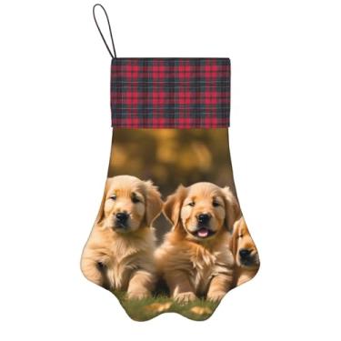 Imagem de SKKNT Golden Retriever Cachorros Filhotes de Estimação Meias de Natal Animais de Estimação Decoração de Natal Cães Gatos Árvore Decoração Doce Presente Conveniente