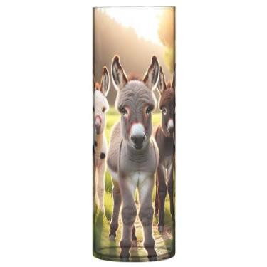 Imagem de JUZIHAI Vaso de burro de bebê grupo para flores 9,9 cm x 30 cm Cilindro de plástico moderno vaso de flores para centro de mesa de casamento decoração de casa