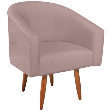Imagem de Poltrona Luiza Pés Palito Mel Linho Rosê - Amarena Móveis Rosa Desenho Do Tecido Linho