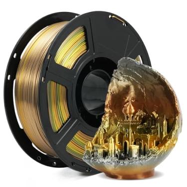 Imagem de FLASHFORGE Filamento PLA de seda 1,75 mm arco-íris de metal, filamento de impressora 3D 1 kg (2,2 lbs), filamento de impressão 3D de textura suave e sedosa, precisão dimensional +/- 0,02 mm