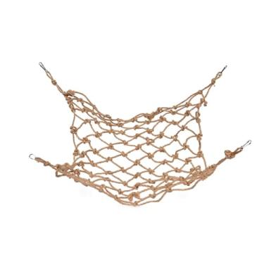 Imagem de Jectse Rede de Escalada de Pássaros Pendurados, Corda de Cânhamo Artesanal Com Gancho de Liga para Papagaios, Calopsita, Arara, Cinzas Africanos, Periquitos (L)