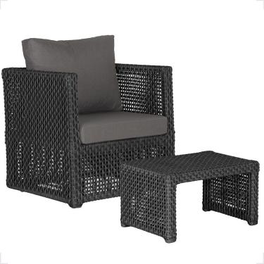 Imagem de Mesa E 1 Poltrona Madri Corda Náutica Estofado 11 Trama Preto