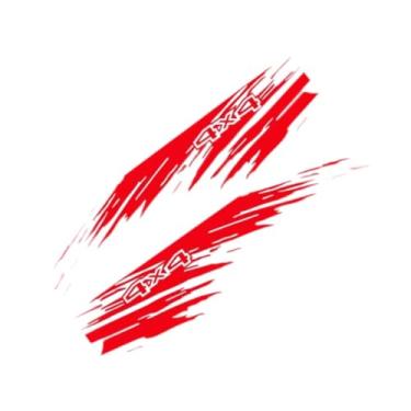 Imagem de FJMQHU 2 Adesivos para a Linha de Cintura, Adesivos Laterais para a Carroceria, Adesivos Resistentes a Arranhões para Autocaravanas, Revestimento de Caçamba, Vermelho