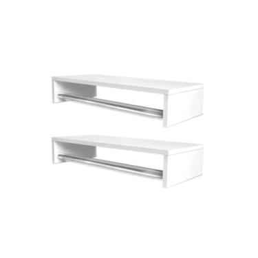 Imagem de Conjunto de cabides de parede - cabides pretos/brancos de 60 cm (Branco 02 Cabideiro 60)