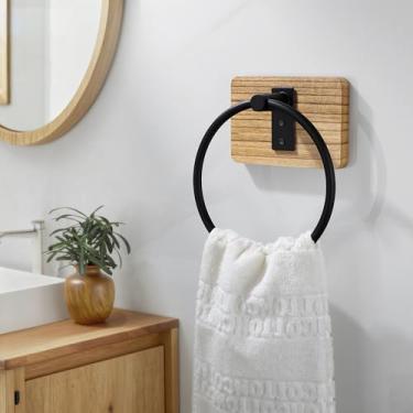 Imagem de Anel de toalha de banho para banheiro, suporte de toalha rústico montado na parede, suporte de toalha de mão decoração country, cabide de toalha resistente