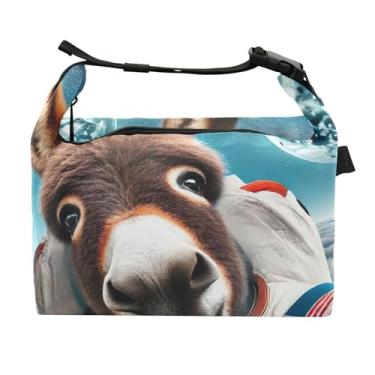 Imagem de TSENQUE Lancheira personalizada de astronauta burro fofa para mulheres adultas lancheira isolada reutilizável personalizada lancheira para trabalho