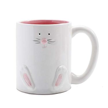 Imagem de ZaH Coelhinho da Páscoa Caneca de café presente de decoração de Páscoa para crianças meninos meninas - Caneca de cerâmica copo 355 ml (rabinho)