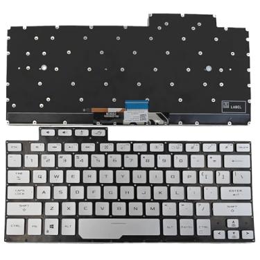 Imagem de KGIGIBE Teclado retroiluminado de substituição para laptop Asus ROG G14 Zephyrus GA401 GA401I GA401IU GA401IV GA401IV-BS96 GA401M GA401QC GA401QH GA401QM GA401U Prata EUA