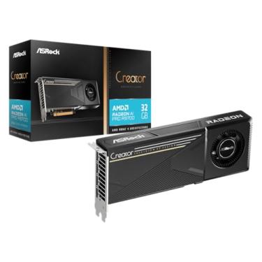 Imagem de ASRock Placa gráfica profissional Radeon AI PRO R9700 Creator de 32 GB, relógio Boost de 2920 MHz, GDDR6 de 32 GB, AMD RDNA 4, Aceleradores de IA, DisplayPort 2.1a, PCIe 5.0, resfriador soprador