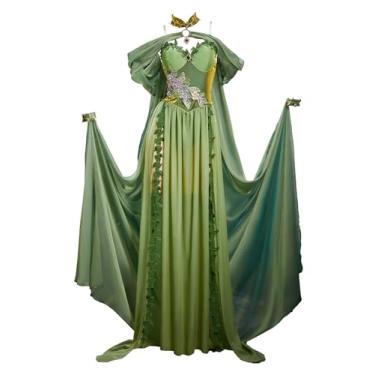 Imagem de Mobbunny Fantasia feminina de anime retrô sexy cosplay vestido de elfo verde medieval e capa com parte inferior e pulseiras, Verde, M