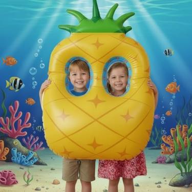 Imagem de Colingmill Moldura inflável para fotos de casa de pão de gengibre de Natal de 139 cm, decoração de balão de pano de fundo de cabine de foto para artigos de festa de Natal (abacaxi)