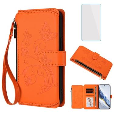 Imagem de IUQXU Capa carteira para celular Samsung Galaxy S25 FE 5G com protetor de tela, bolso com zíper, compartimentos para cartões, capa de borboleta floral para Galaxy S 25 FE EF Samsung S25FE S25EF