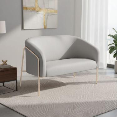 Imagem de Sofá 2 Lugares Namoradeira Stella Industrial Alta Champanhe Sintético D03 - D`rossi Cor Cinza