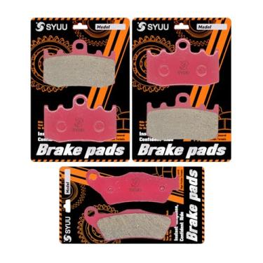 Imagem de S SYUU Conjunto de pastilhas de freio de cerâmica para motocicleta - dianteiro e traseiro - alto desempenho, baixo ruído - compatível com BMW R 1200 GS Adventure 05-12 R 1200 RT K 1300 S - fácil