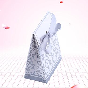 Imagem de GLOGLOW Saco de Presente para Doces de Casamento Com Fita, Material de, Design Elegante de Flores, Ouro e Prata, Pacote Com 10, Armazenamento de Cozinha Nan de 2,6 X 1,2 X 3,4 Polegadas (Prata)
